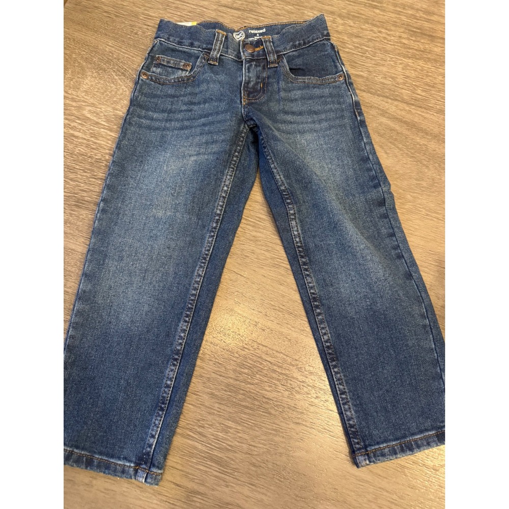 Wonder Nation Boys Relaxed Fit Stretch Denim Jeans Indigo Wash Size 4 NWT
